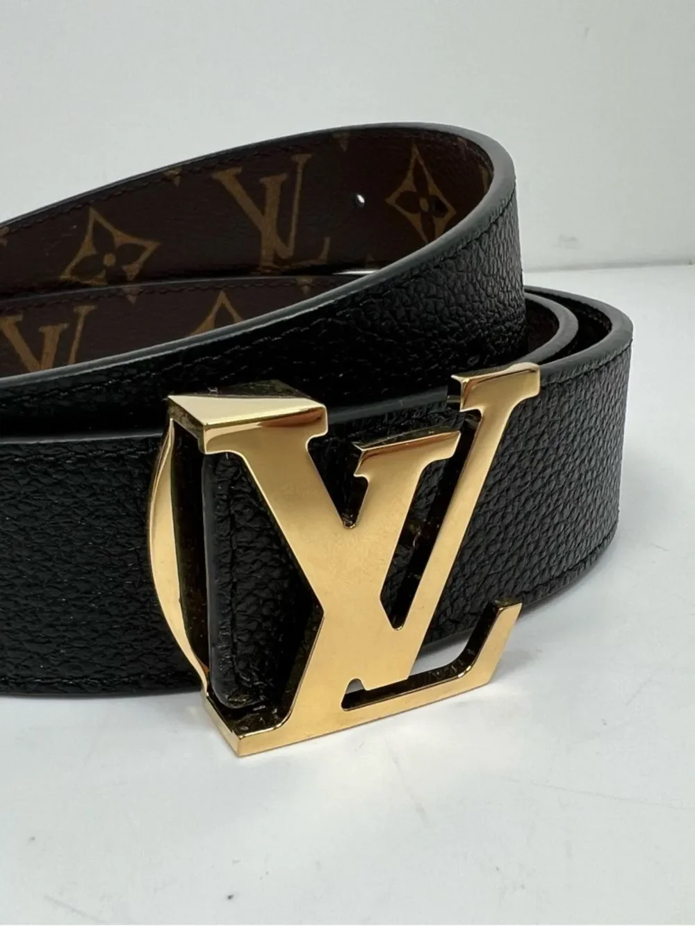 LOUIS VUITTON Monogram Belt LV Initial 30MM Reversible M0565 Brown Black